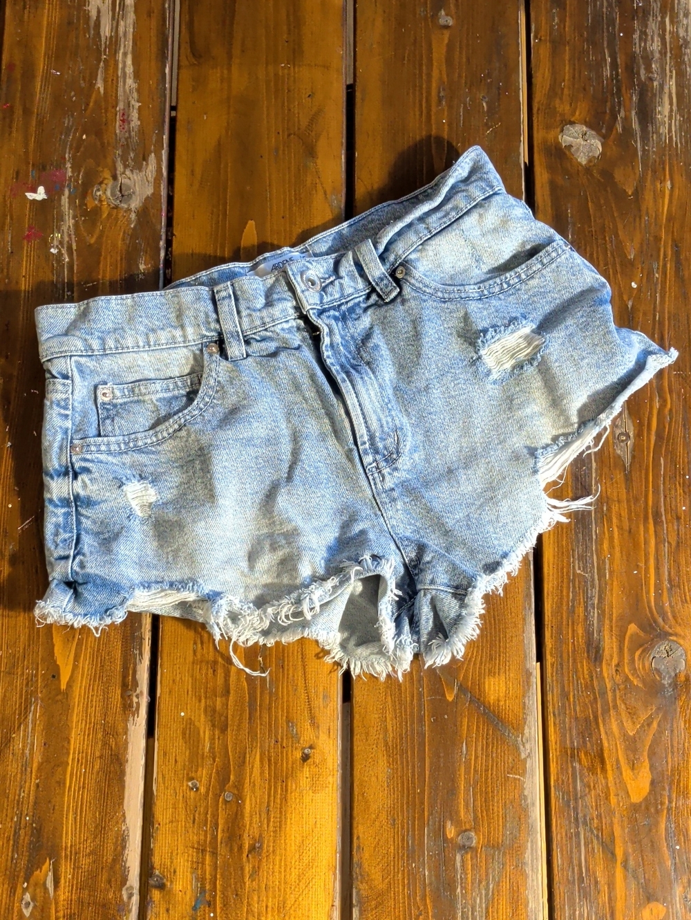 Ardene Light Blue Distressed Denim Cutoff Shorts Size 5